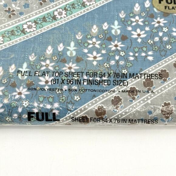 70s Cannon Monticello 'Katrina' FULL FLAT Sized Top Sheet Chevron Floral RARE! - Picture 5 of 10